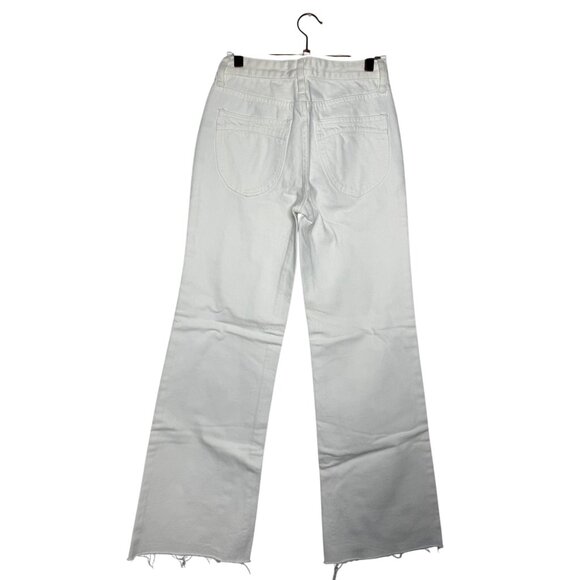 Free People High Rise Straight Flare Jeans Size 24 White 100% Cotton Frayed New - Picture 5 of 10
